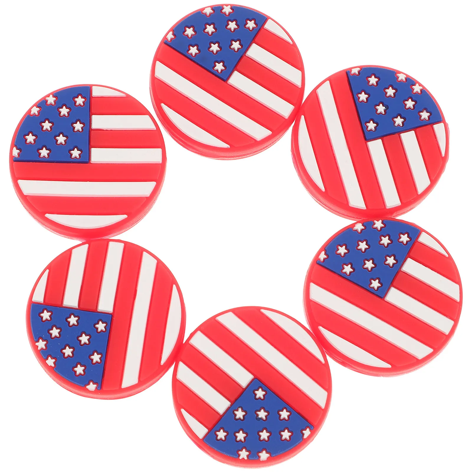 6Pcs Tennis Racket String Dampeners Silicone Vibration Absorbers American Flag Theme Improved Stability Comfort Precision Shot