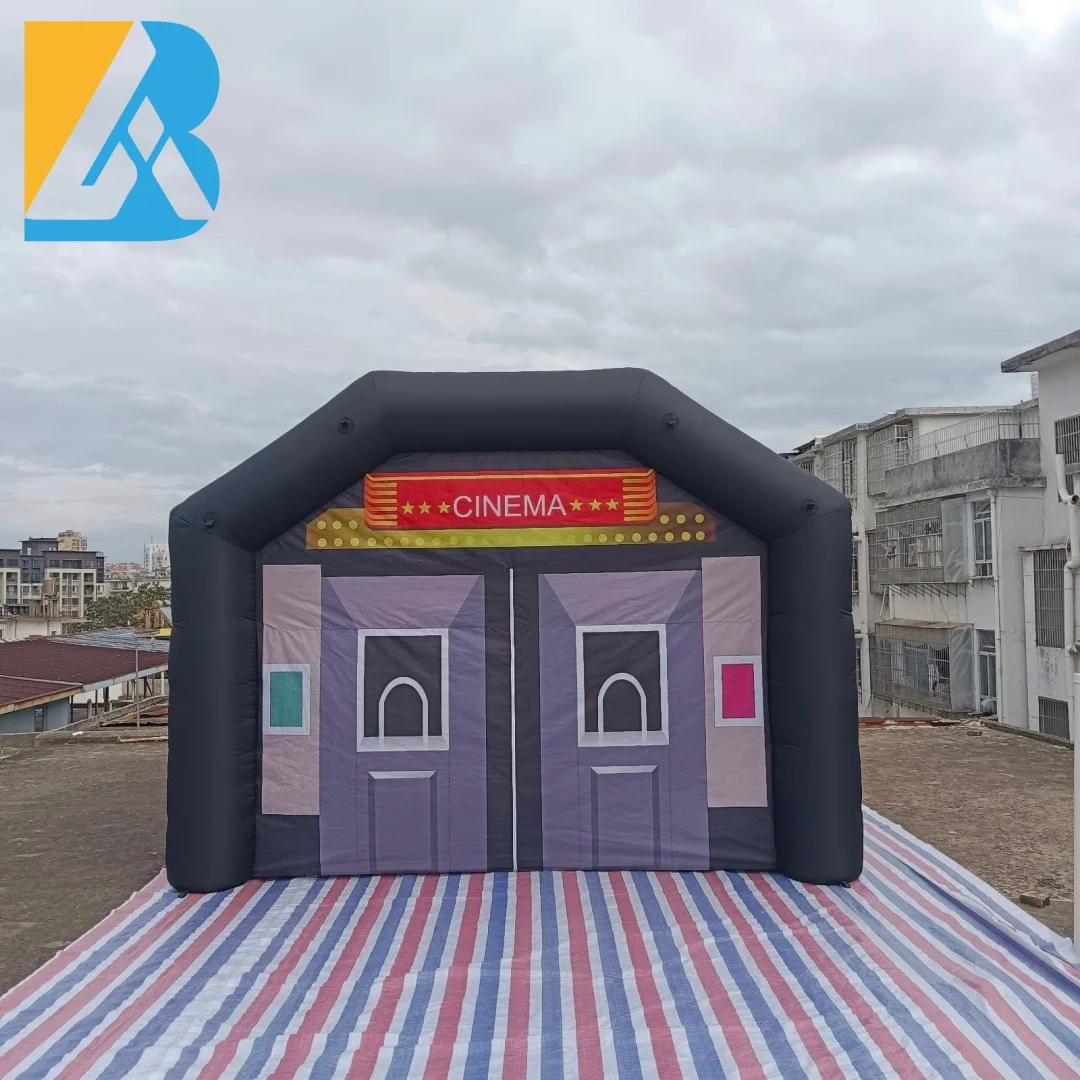 Tienda de refugio de fiesta inflable negra gigante construida personalizada para juguete de espectáculo de eventos