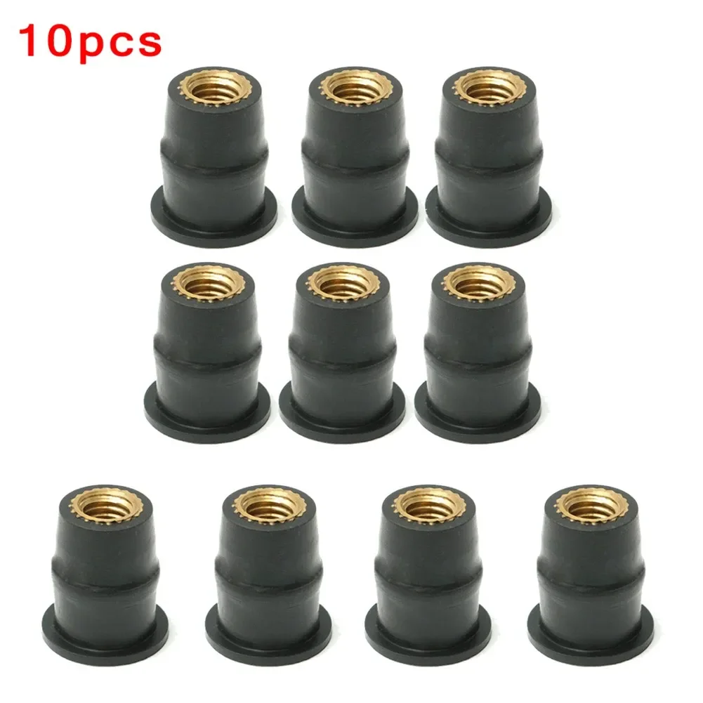 Rubber Brass Rubber Nut Motorcycle Pack Set Windscreen 10 PCS 12.8*13.8mm Accessories Bolts Screws Nut Fastener