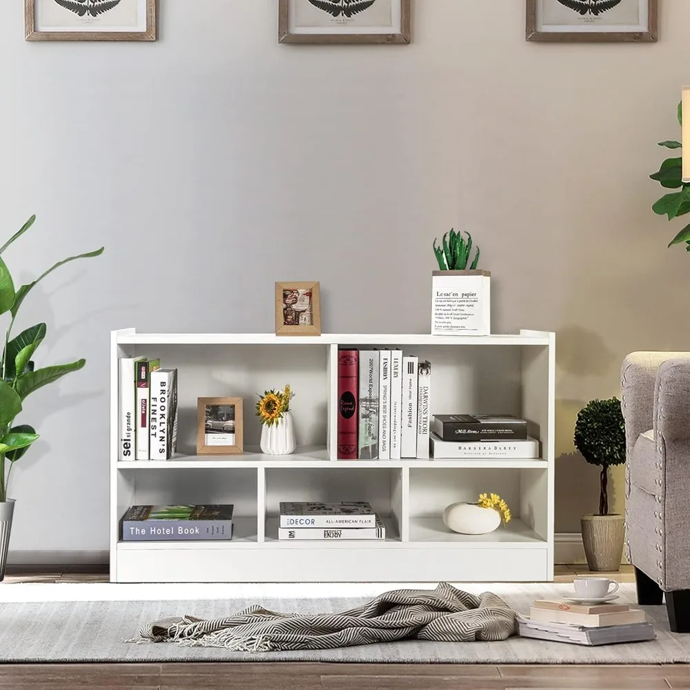 Bibliothèque en bois à 5 cubes, étagère ouverte à 2 niveaux, armoire de rangement polyvalente pour salon, chambre à coucher