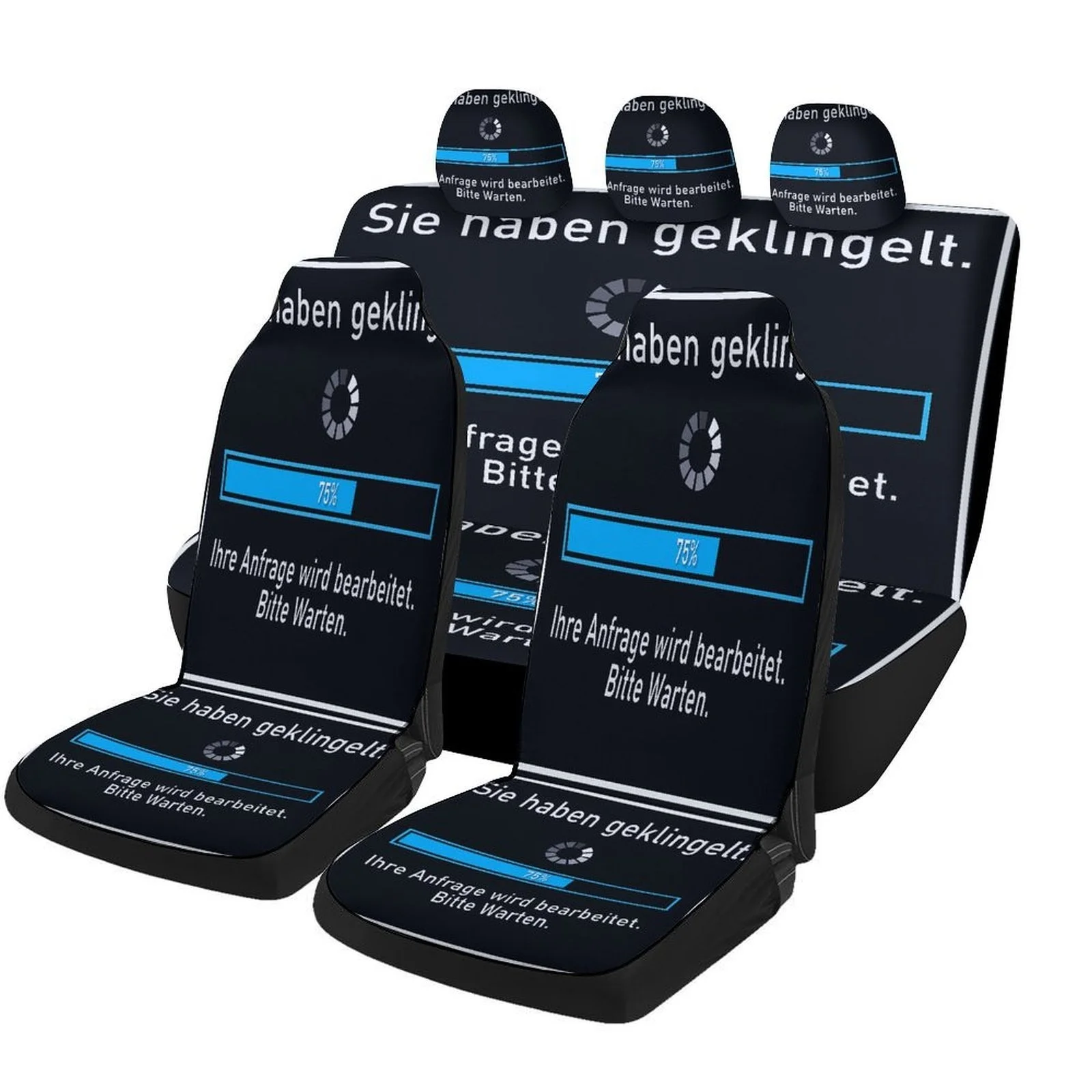Car Seat Cover Set Featuring A Loading Screen Design, Suitable For A Variety Of Vehicles. This Trendy And Unique Decorative Set