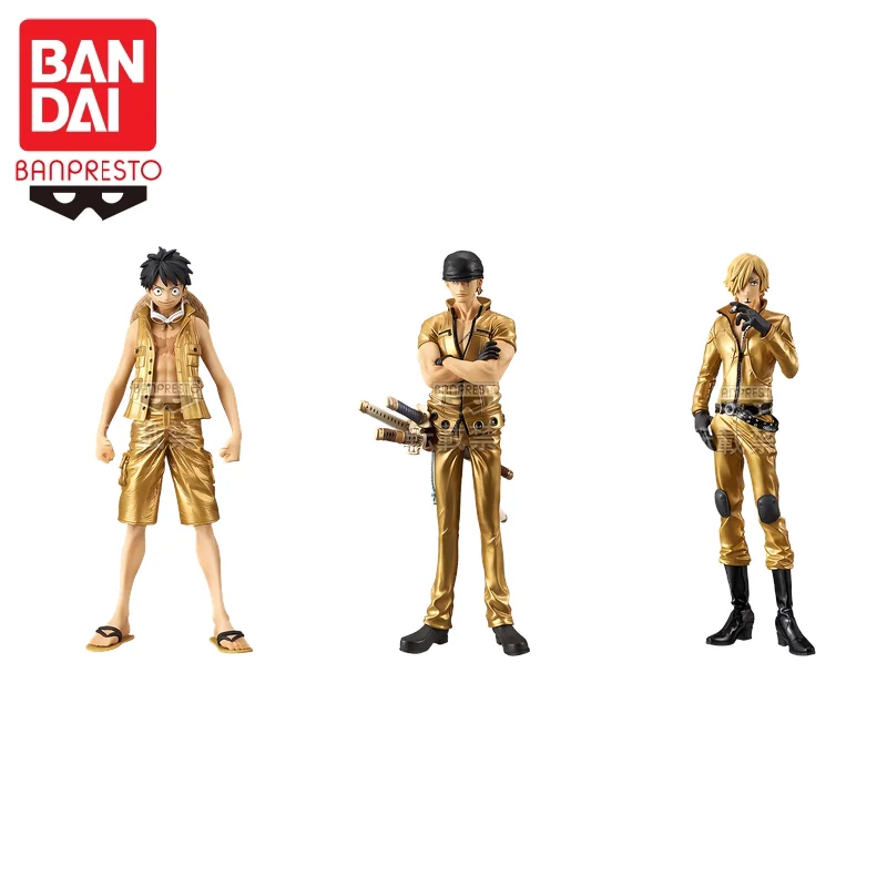 

in stock BANDAI Original BANPRESTO ONE PIECE Luffy Zoro Sanji DXF Gold action figure Model Doll Brand New Boxed Garage Model