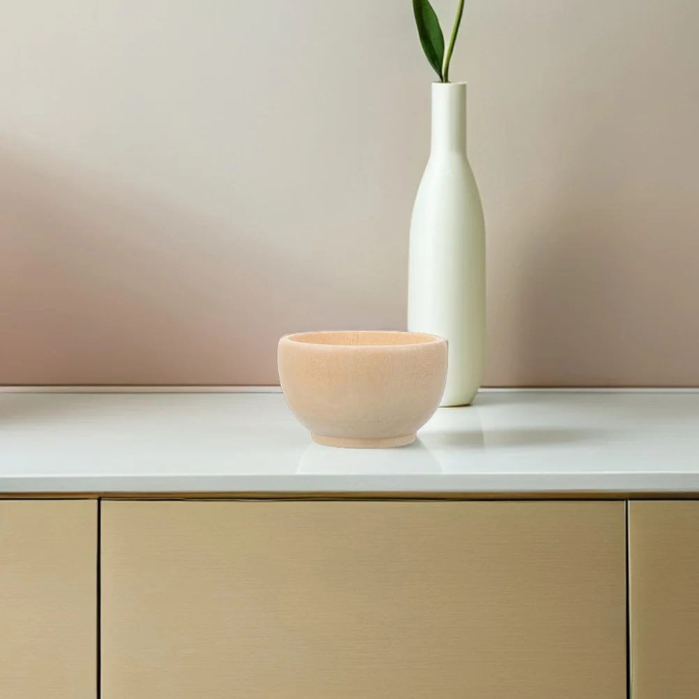 6 szt. Drewniane miseczki do malowania dla dzieci, niedokończone mini rękodzieło, naturalne małe okrągłe zestawy DIY do projektów artystycznych dla dzieci, dekoracyjne drewno