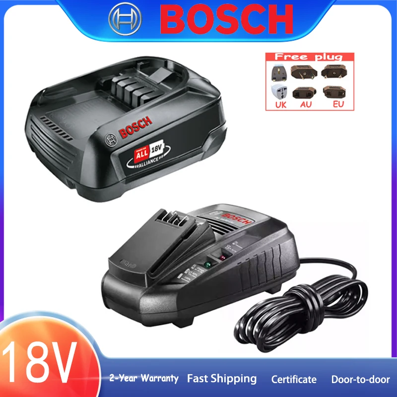 Bosch PBA 18V 2.5Ah Li-ion Battery And AL 1830 CV Charger Set For Bosch Green Series Power Tools