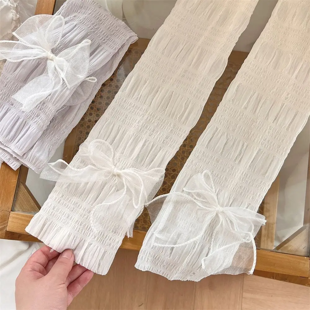 Модные кружевные рукава из ледяного шелка с бантом, дышащие ультратонкие солнцезащитные рукава, защита от ультрафиолета, длинные перчатки из ледяного шелка для улицы