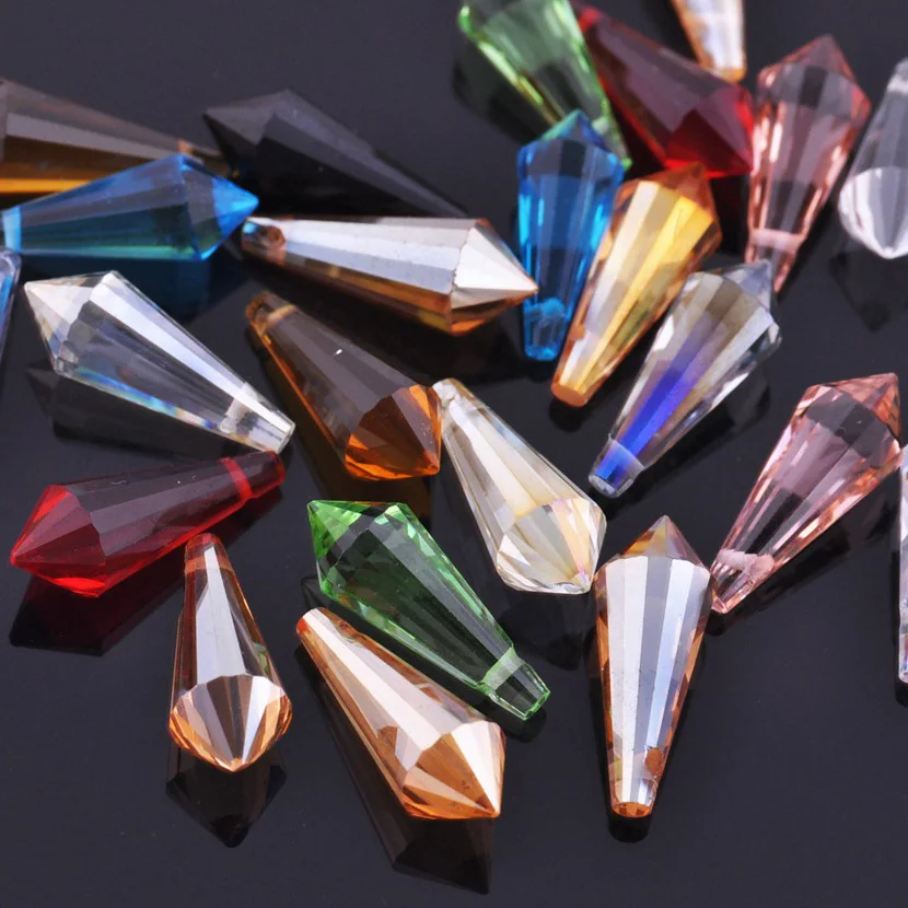 10pcs 8x20mm Teardrop Bicone Prism Faceted Crystal Glass Loose Crafts Pendants Beads Lot For DIY Jewelry Making Findings