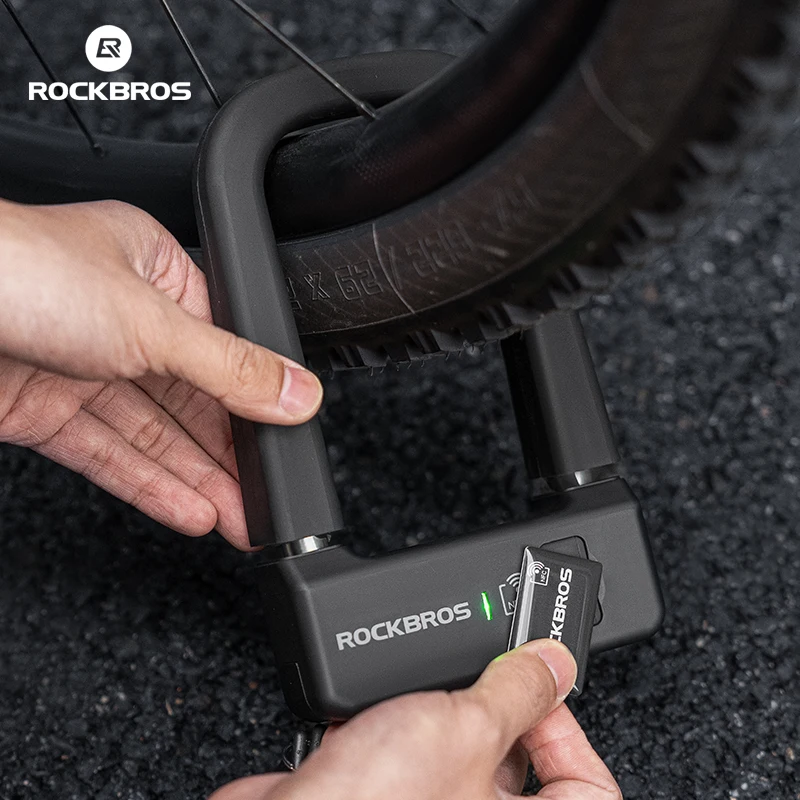 ROCKBROS Smart Lock NFC Anti-theft Safety U-Shape Lock Aluminum Alloy High Strength Waterproof Bicycle E-bike Motorcycle Lock
