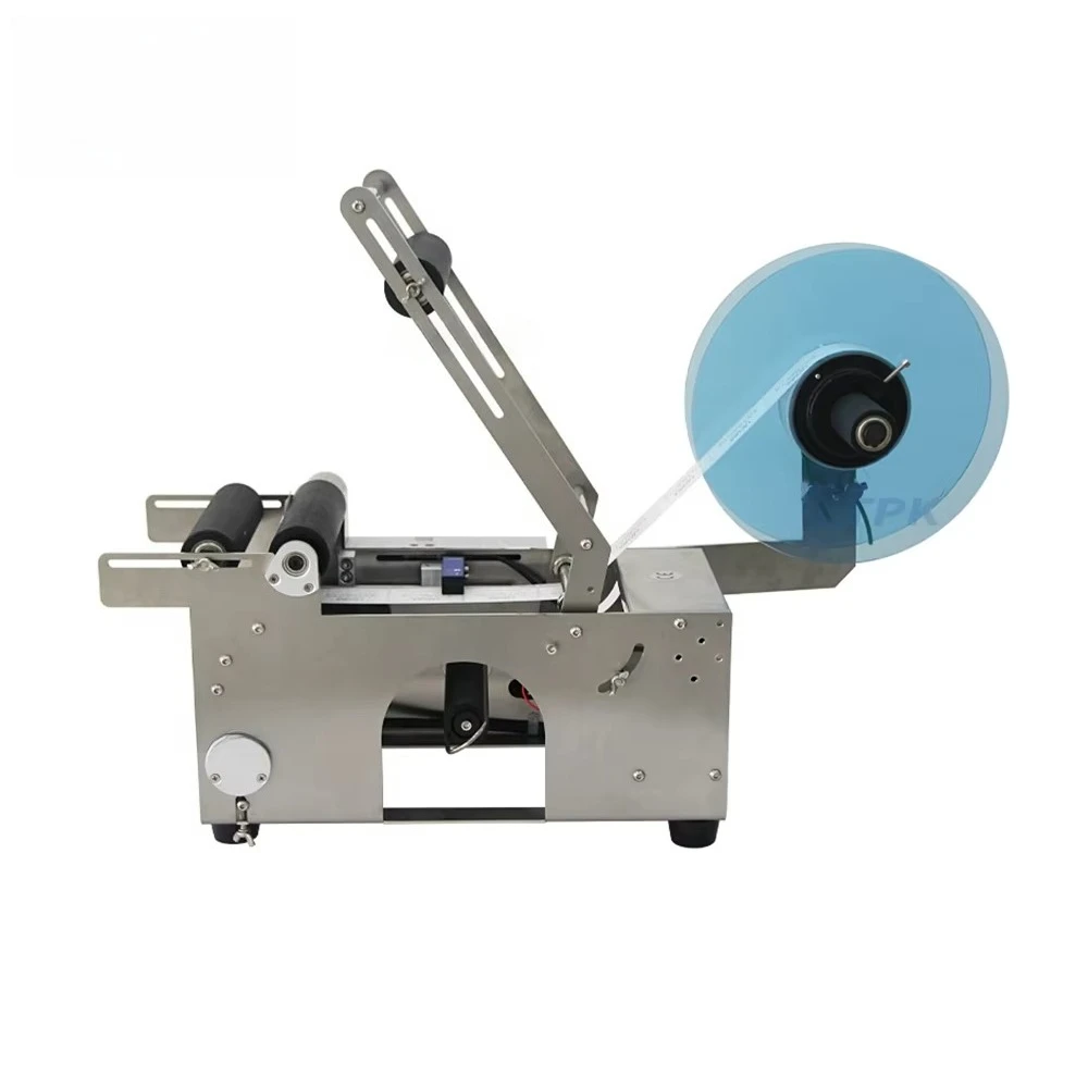 LT-50S Desktop Semi Automatic Stainless Steel Round Plastic Glass Beer Wine Jars Bottle Self Adhesive Labeling Sticker Machine