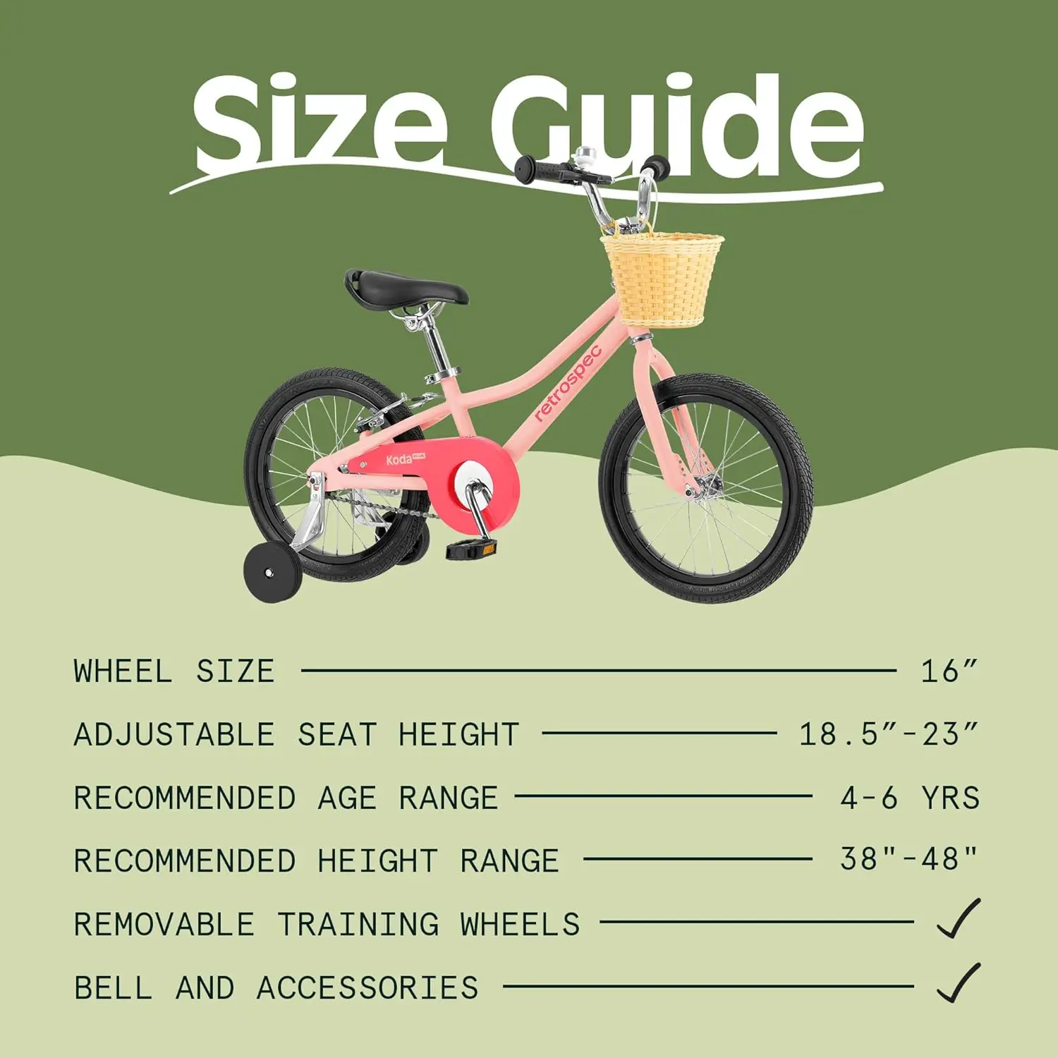 Koda Plus bicicleta para niños y niñas de 4 a 6 años, 16"