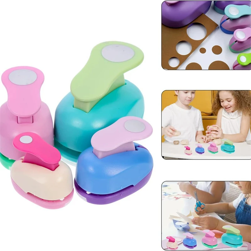 Assorted Circle Punch Set (8/16/25/38/50/75mm) - Vibrant Paper Craft Tool for DIY Scrapbooking & Card Making （Random Color）