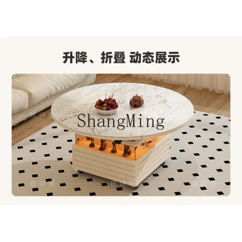 

CL new round storage coffee folding and moving coffee table light luxury advanced sense oil-proof and waterproof