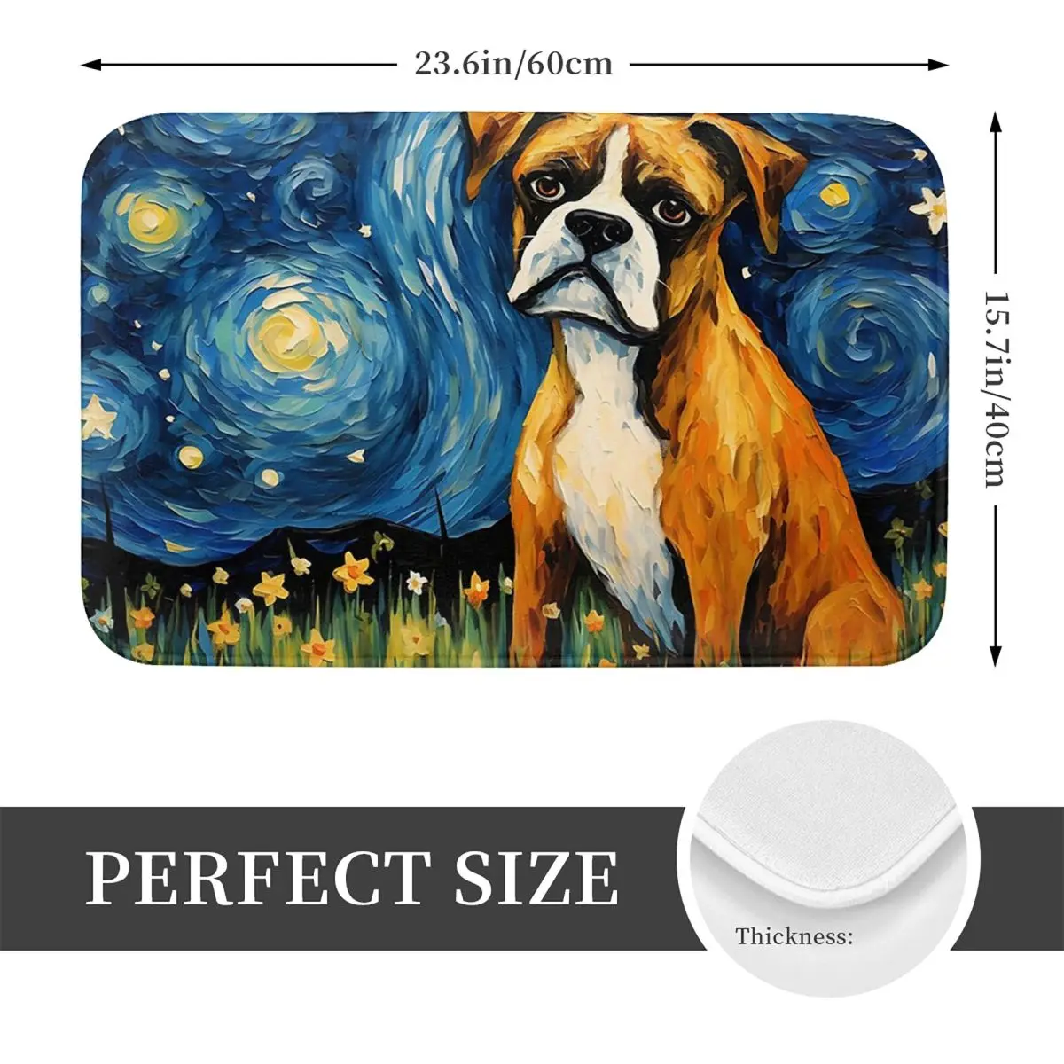 Starry Night Companion Dog Amidst Van Gogh's Vision Non-slip Doormat Floor Mat Carpet Rug for Kitchen Entrance Home Footpad Mats