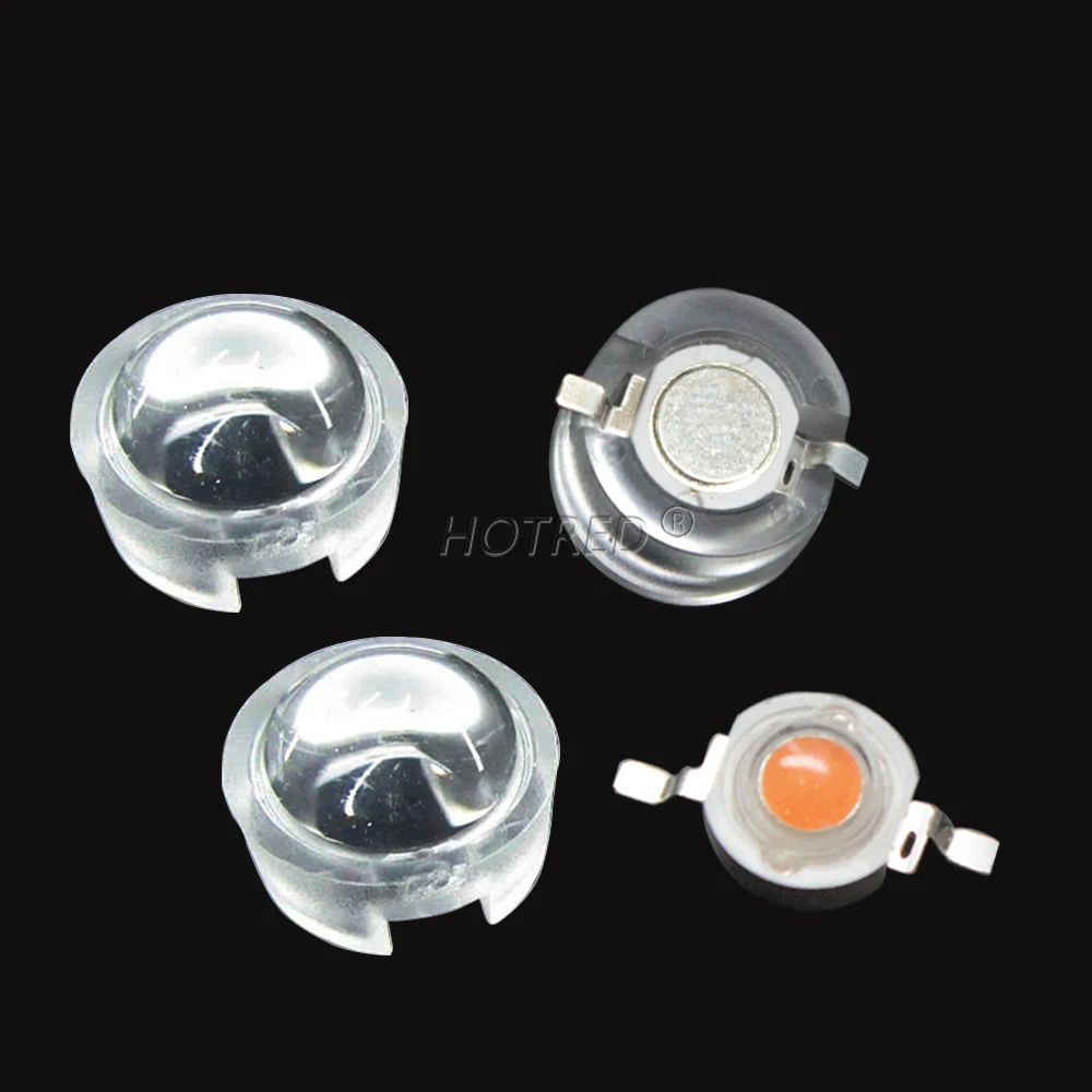 100-500pcs LED Lens 1W 3W 5W Optical 15 30 45 60 90 100 Degree Convex Clear Lenses For1W 3W Chip Free Holder Diode Easy Install