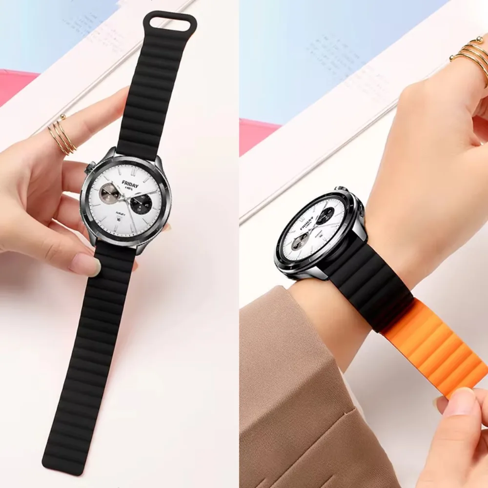 Magnetic Silicone Loop Band 20mm 22mm for Xiaomi Watch S4 S3 Wavy Inner Texture Anti-Slip Grip Auto Fit Quick Release Unisex