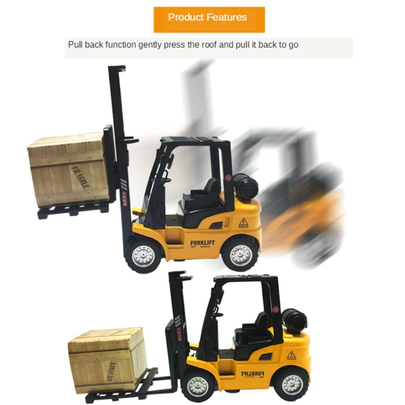 Alloy Diecast 1:20 Forklift Diecast Model Two-Position Mast Raises and Lowers Simulated Light Forklift Model Toy Children Gifts