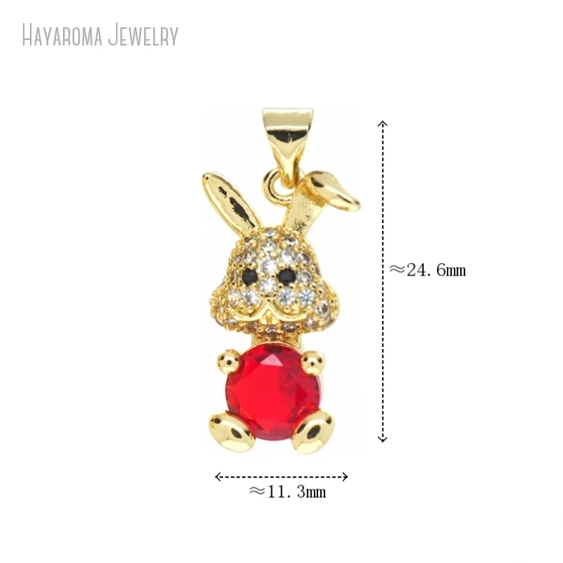 

5Pcs Copper Gold Color Pendant Metal Cubic Zirconia Wholesale Animal Rabbit Round Coin Shape Circle Charms