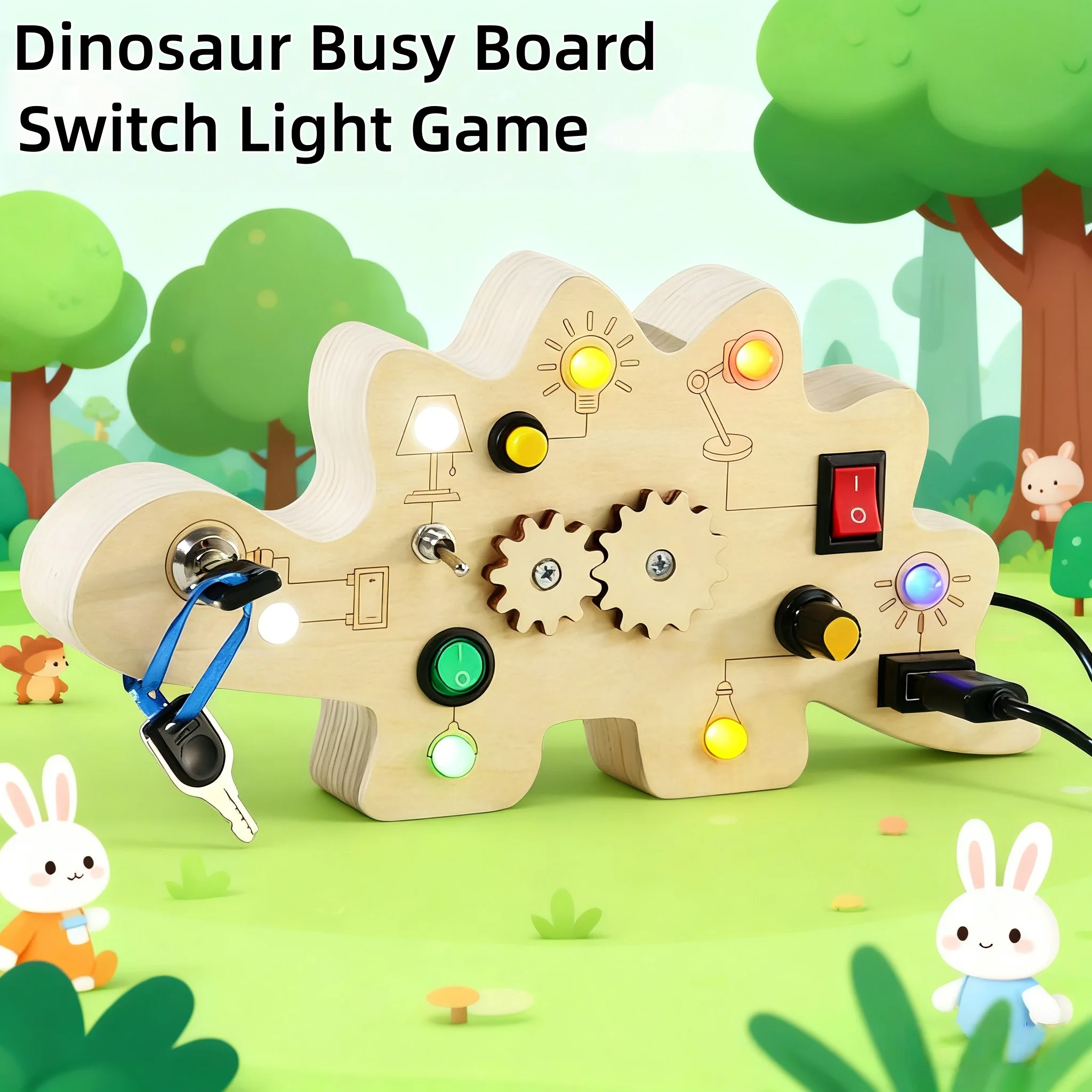 

Доска Монтессори Busy, сенсорные игрушки, деревянные со светодиодным выключателем света, плата управления, дорожные мероприятия, детские игры для детей 3-6 лет