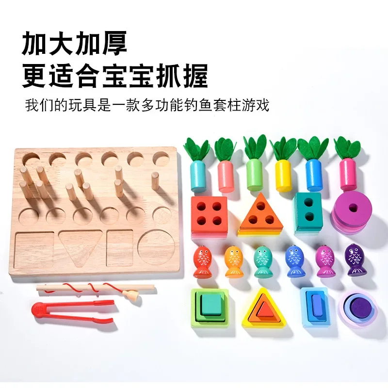 Drewniane zabawki Montessori dla dzieci, drewniane zabawki do sortowania i układania dla niemowląt i małych dzieci, edukacyjny sorter kształtów i kolorów, prezenty dla przedszkolaków.