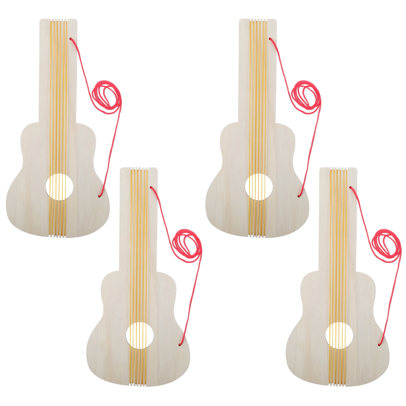 4 قطعة الغيتار الخشبي رياض الأطفال DIY بها بنفسك الحرفية مجموعة أدوات رسم لم تنته الاطفال آلة موسيقية مشروع الغيتار الاطفال أداة عزف موسيقى