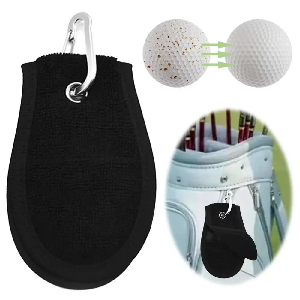 Training Aids Golf Ball Cleaning Towel Super Absorbent With Hanging Clip Dry Towels Golfer Black Soft Skin Golf Cleaning Tools