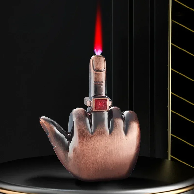 

Funny Middle Finger Torch Lighter with Fuk You Voice Windproof Jet Flame Lighters Smoking Accessories Refillable Butane Lighter
