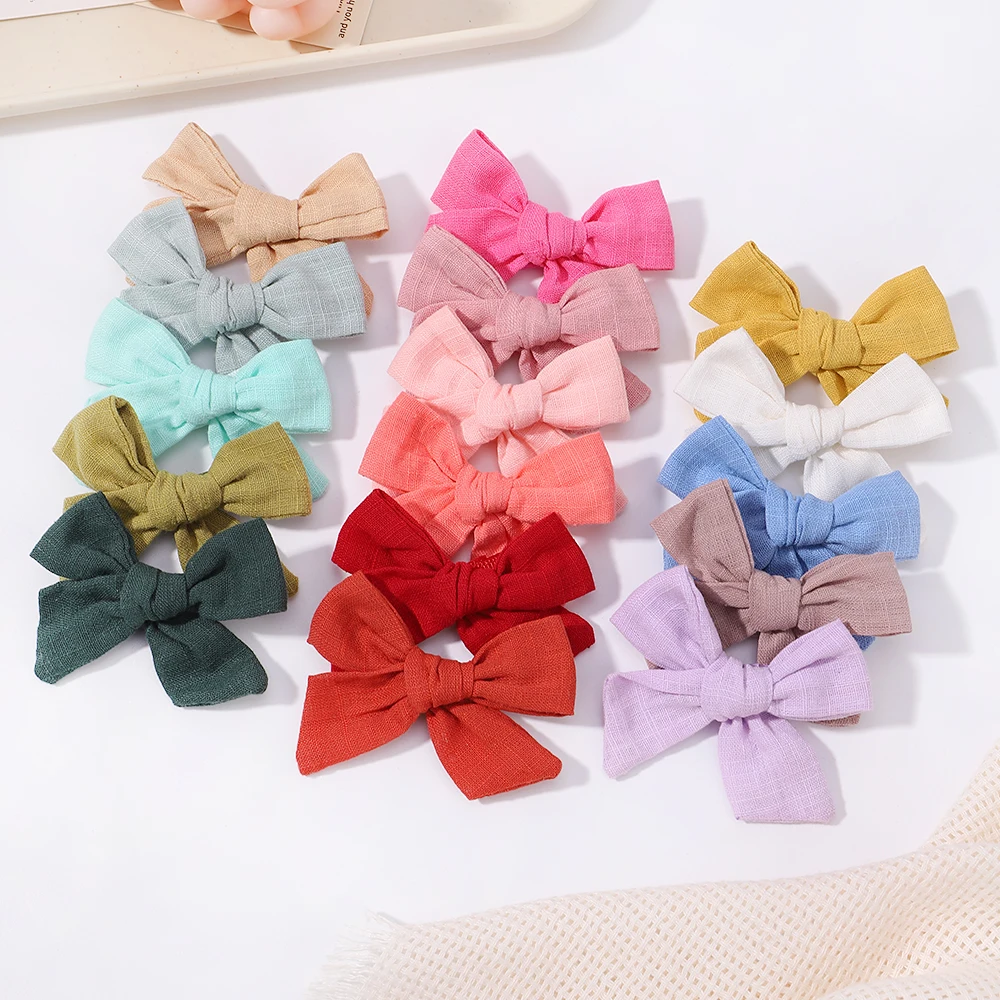 1PC Solid Cotton Hair Bows Hair Clips For Baby Girls Boutique Hairpins Barrettes Headwear Kids Hair Acesssories