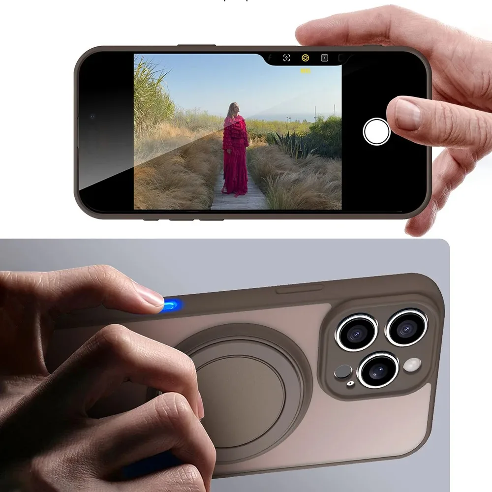 360 °   حافظة مغناطيسية شفافة غير لامعة لهاتف آيفون 17 16 15 13 14 Plus 12 11 Pro Max 17Air MagSafe غطاء شحن لاسلكي