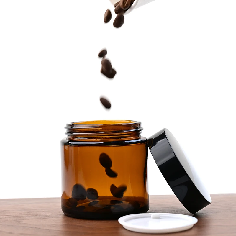 Frasco de vidro portátil para armazenamento de grãos de café, 130ml, à prova de poeira e umidade, para armazenar frutas secas, folhas de chá, pó de café