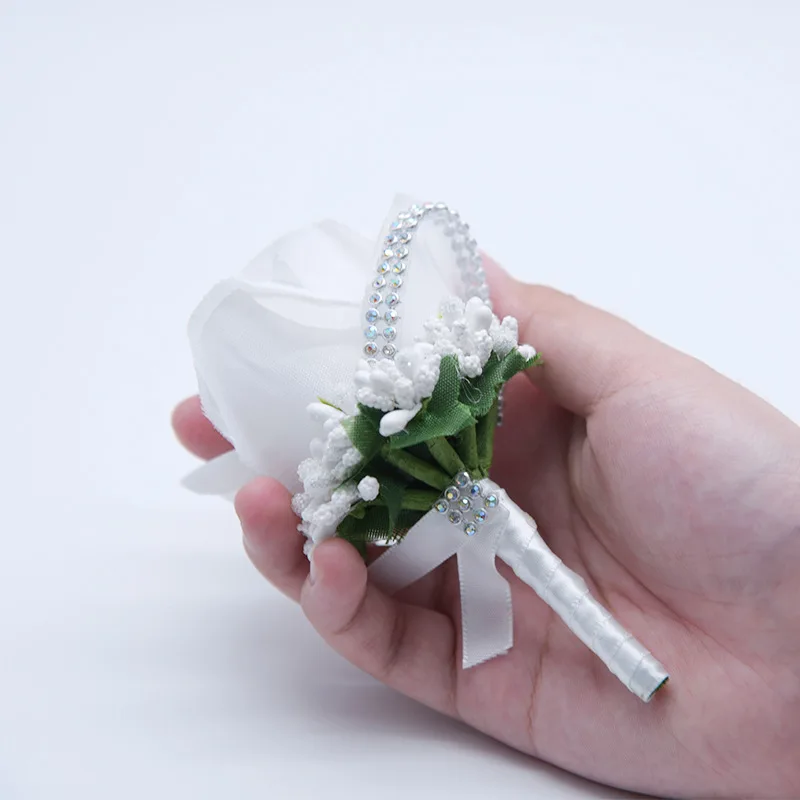 Boutonniere Knoopsgaten Bruidegom Stalman Beste Man Rose Bruiloft Bloemen Accessoires Prom Pak Decoratie