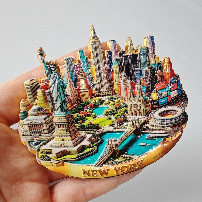 Amerika Reise-Souvenirs New York Metall-Kühlschrankmagnete Vereinigte Staaten Manhattan Freiheitsstatue Kühlschrankaufkleber Hochzeitsgeschenke – Detail 5