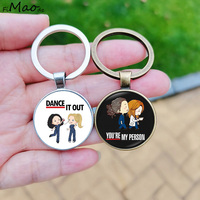 Gray Anatomy Keychain Glass Pendant Fashion Nurse Pattern Handmade Keyring