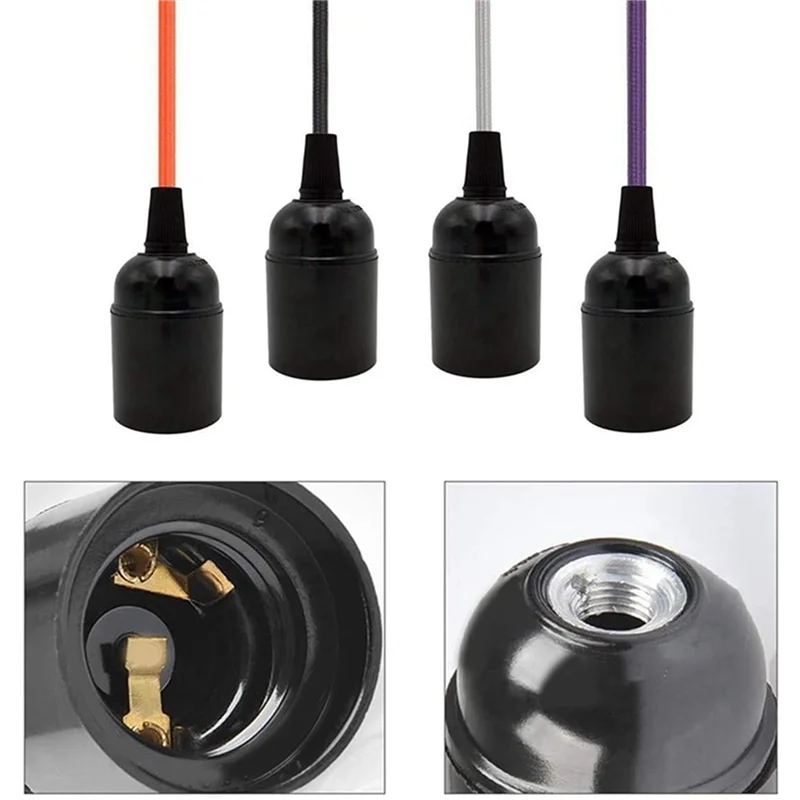 LICE-24-Pack Bakelite Lamp Holder E26/ E27 Light Socket Vintage Bulb Socket ES Screw Lampholder For Ceiling/Pendent/Floor