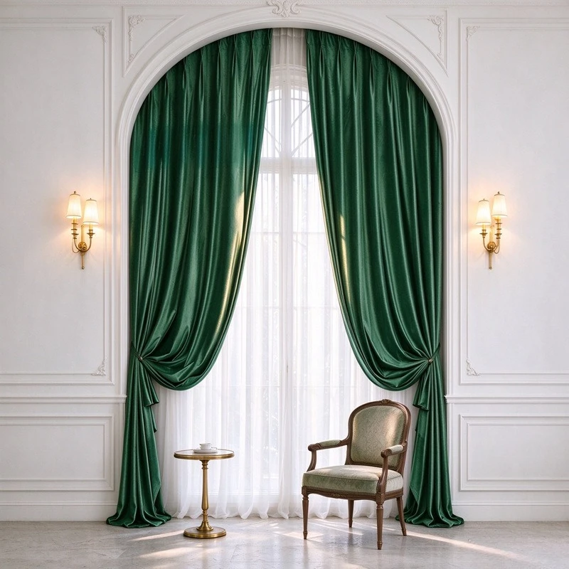 Solid Color European Modern Simple Living Room Bedroom Curtains High Quality Dark Green Fleece Multi-color Cortina Window Custom