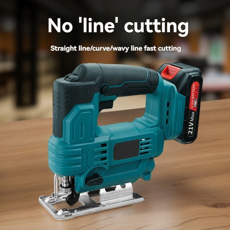 18V Rechargeable Curve Saw Jigsaw 6-Speed 2800r/min Lightweight Electric Tool for Wood Metal Cutting