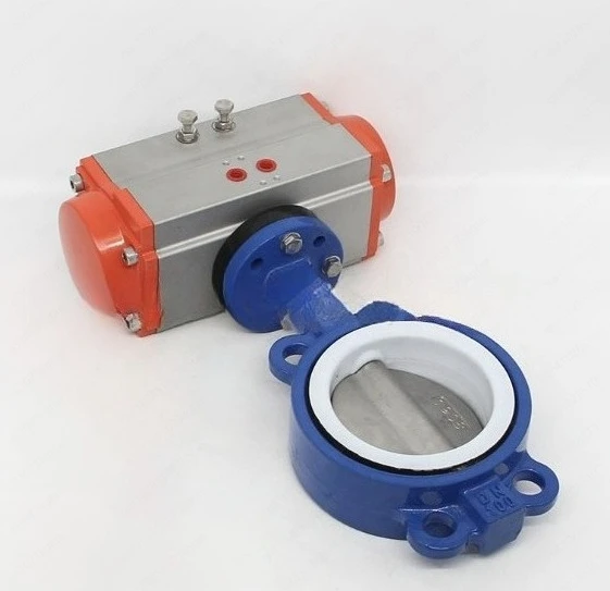 Pneumatic butterfly valve Tetrafluoro  pin free 304 valve plate D671F-16Q clamp type stainless steel DN300