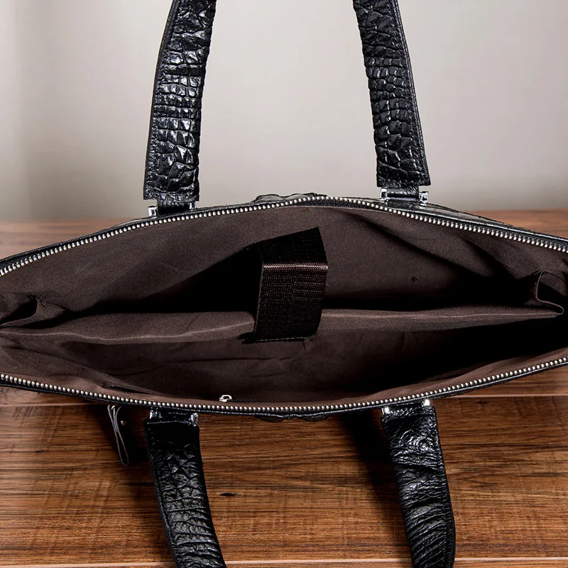 Grande valigetta in vera pelle modello alligatore borsa per laptop da lavoro per uomo e donna borsa a tracolla portatile in pelle di mucca