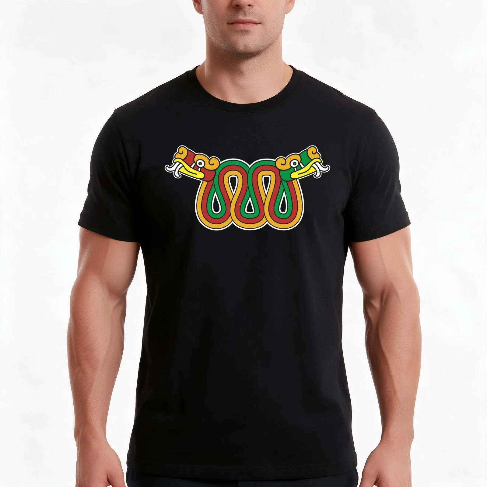 Aztec Mayan Double Headed Serpent Snake T-Shirt Summer Casual Cotton Tee Oversized Streetwear Tops Vintage Graphic Print