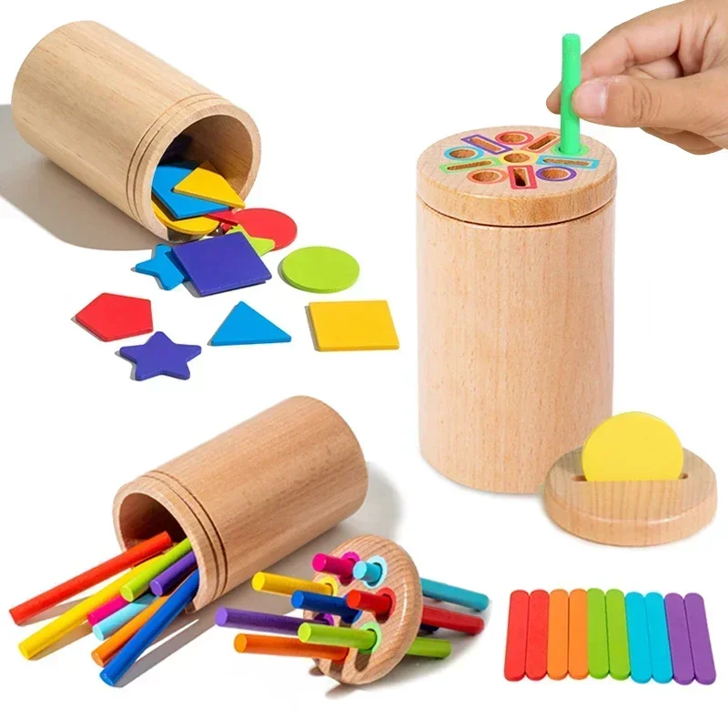 Wooden Matching Toys Montessori Color Matching Sorting Stick Balance Toy Fine Motor Skills Math Learning Educational Toys Kids