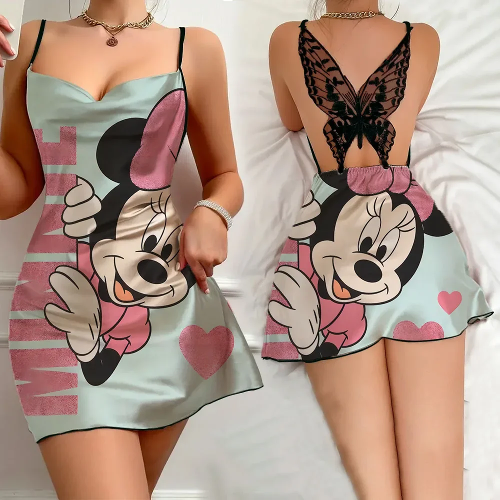 Fashion Summer Nightwear for Women Sexy Hot Female Sleeping Skirt New Cartoon Pattern Sleevesless Women's Pajama Free Shipping