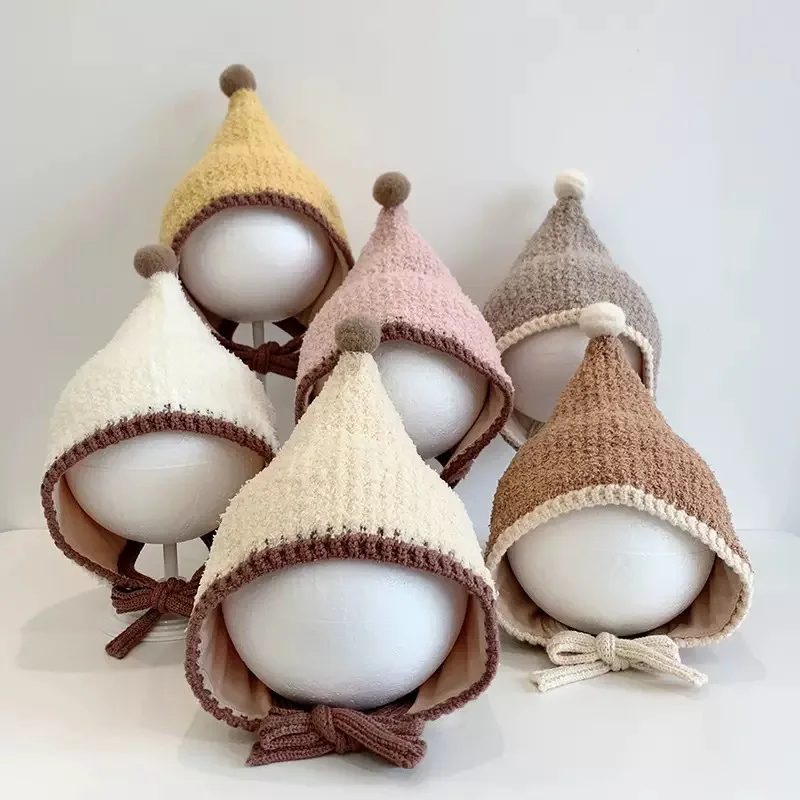 

Baby Boys Girls Winter Warm Ear Protection Knitted Hat Cute Stylish Packed Head Windproof Woolen Cap for Infants