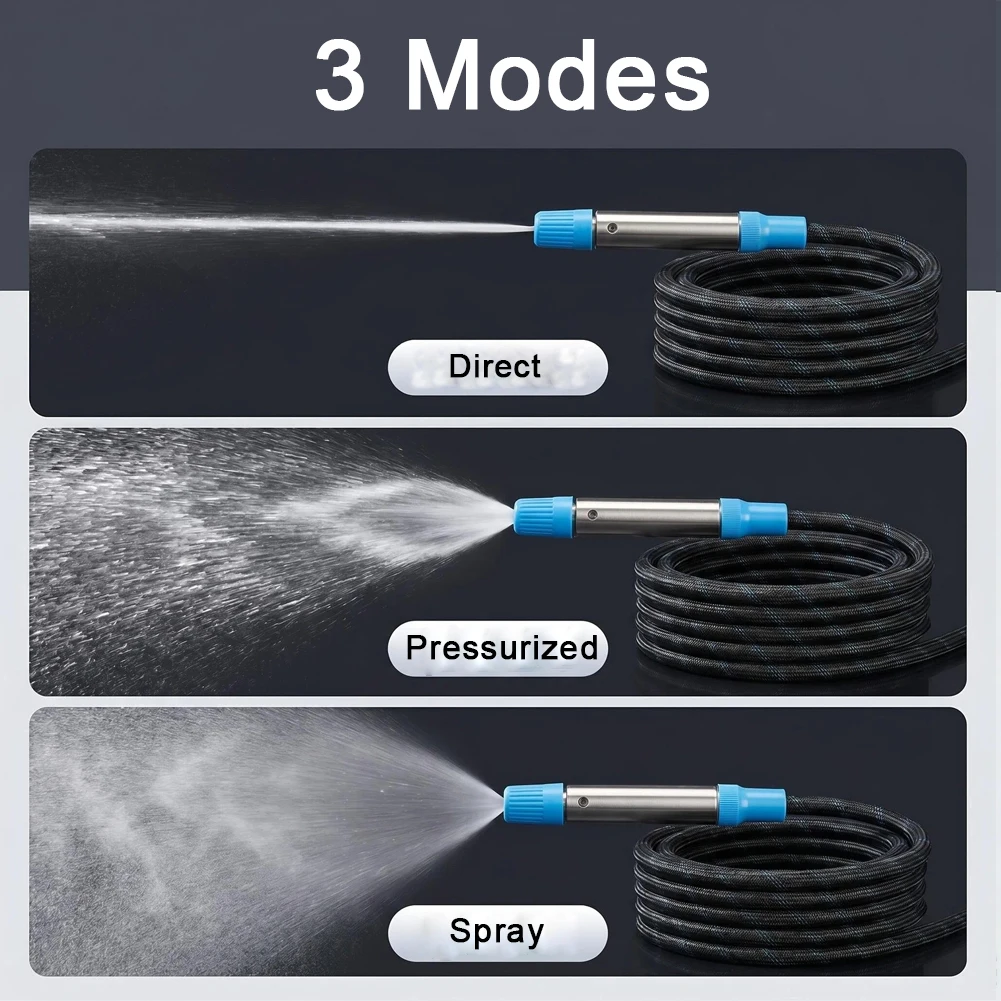 Water Sprayer Set with Stainless Steel Nozzle and Flexible Hose for Car Washing Outdoor Cleaning and Irrigation