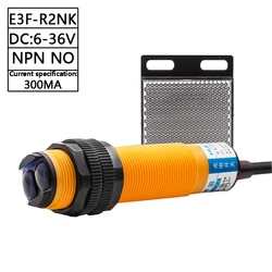 Reflective Photoelectric Switch Photocell NPN Output E3F-R2NK E3F-R2N1 Reflex Light Barrier Sensor DC12-24V Max 2m Detect Distan