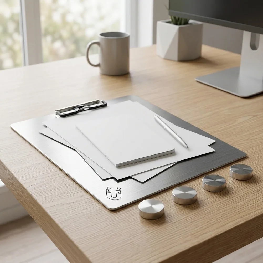 Stainless Steel Clipboard for Office Classroom Writing 230mm for x 200mm x 10mm Silver Metal Clip Board Paper Holder