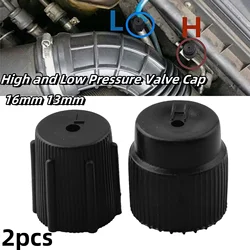 2pcs AC Valve Cap High 16mm And Low 13mm Pressure Valve Cap Replacement Dust Covers A/C Sealing Dustproof Anti-Leaking Lid