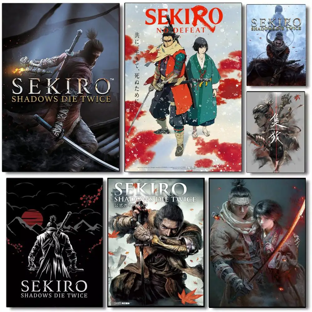 Sekiro Shadows Die Twice game Poster Self-adhesive Advanced Aesthetic Printing Paper Wall Art for Living Room Home Decor