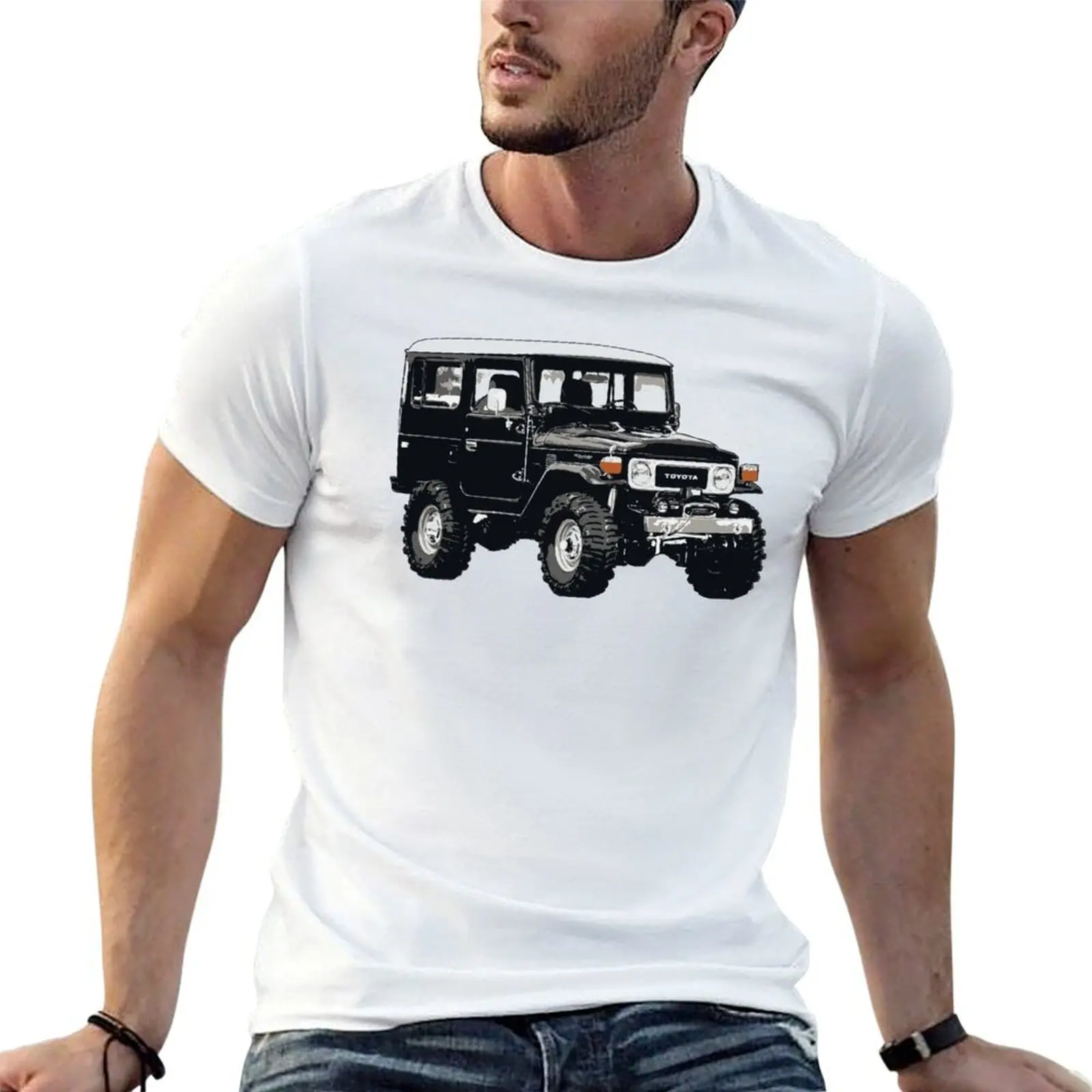 Land Cruiser FJ40 4x4 (on black) T-Shirt man tshirt man t shirts for men t shirts for man pack white T-shirt