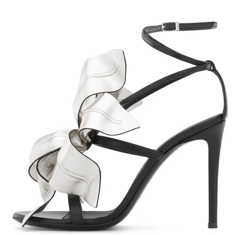 

Flower Pointed Toe Sandals Thin High Heels Ankle Strap Buckle Open Toe Summer Women Shoes Party Dress Shoes 2024 New Arrivals