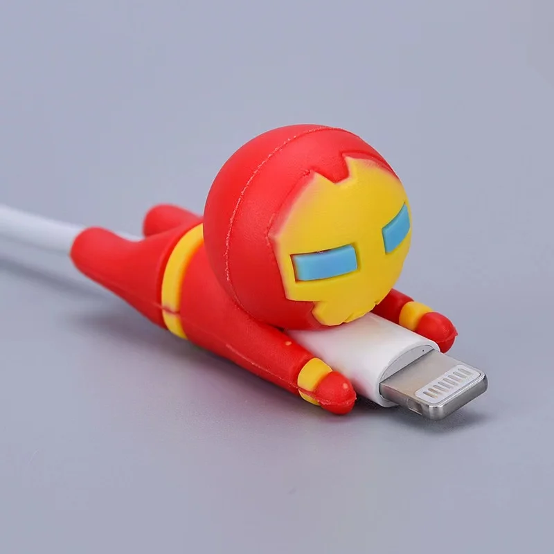 Spidermans Disney Protective Cover PVC Data Cable Anime Cartoon Hulks Captain Americas Iron-Mans Cute Style Children Toys Gifts