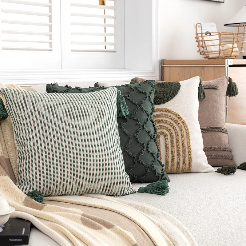 New India Tufted Pillow Case Modern Simple Ins Style Office Cushion Pillow Cover Suit