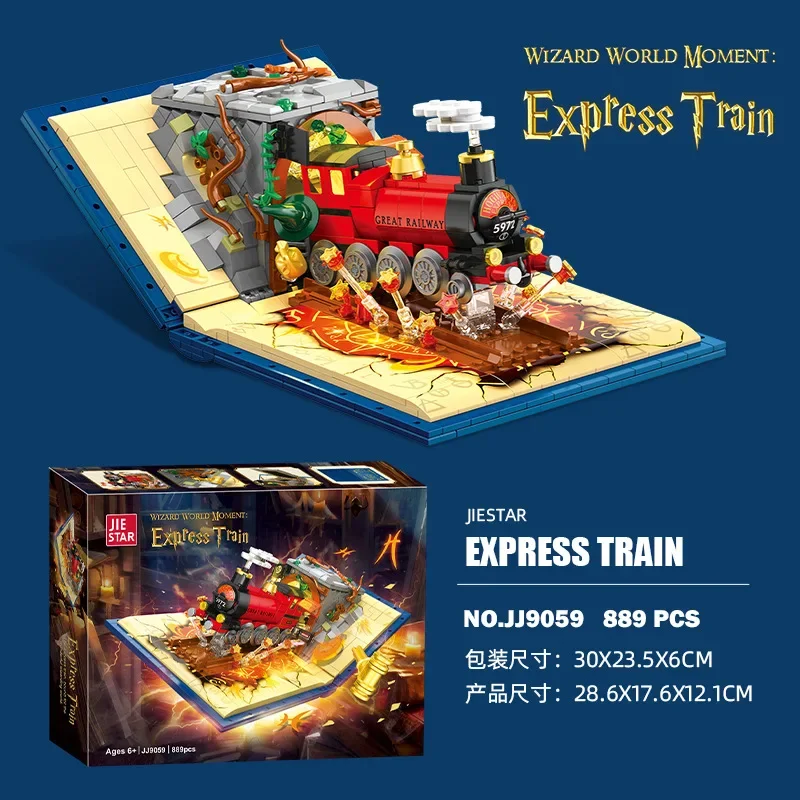 New building blocks toy assembly DIY pop-up book movie series express train JJ9059